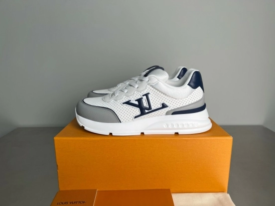 Lv Classic Leather Round Toe Lace-Up Low Top Casual Shoes - YC