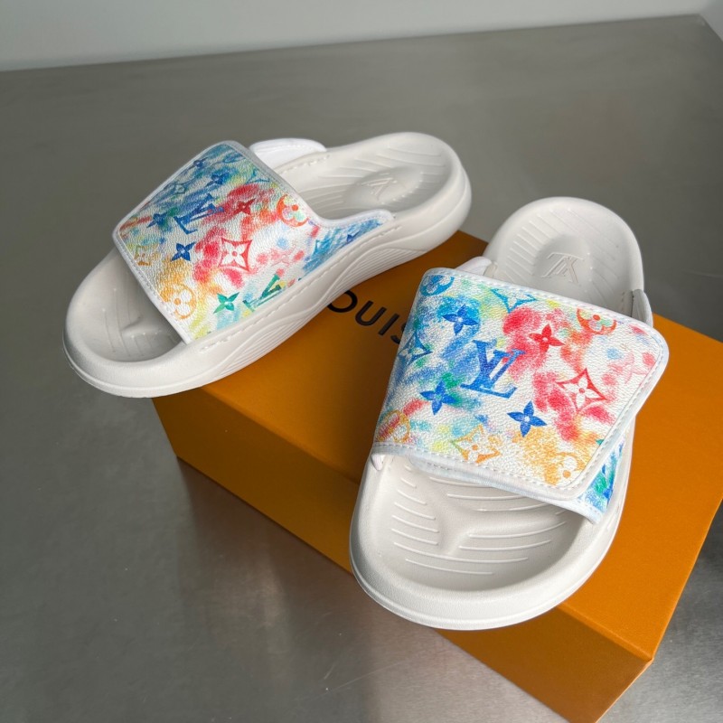 Louis Vuitton Miami Mule Slip-On Sandals with Velcro Strap - YC