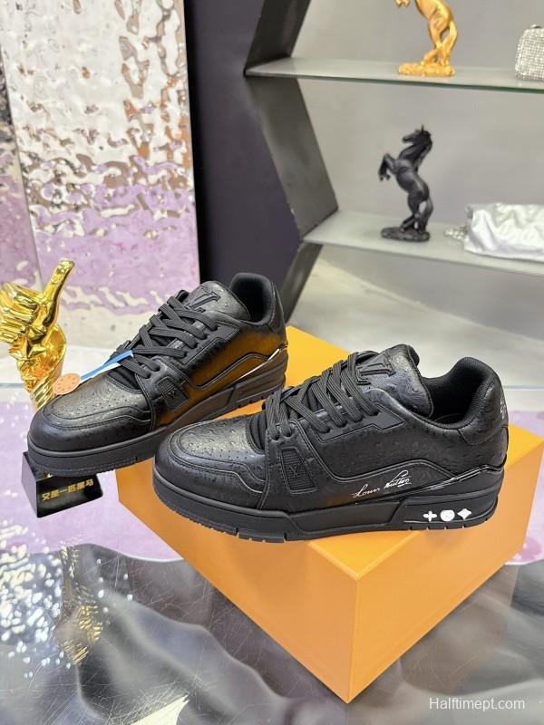 Louis Vuitton LV Trainer Maxi Sneakers Head Calfskin Ostrich Pattern Series - AS00400