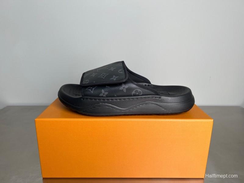 Louis Vuitton Miami Mule Slip-On Sandals with Hook-and-Loop Fastener - YC