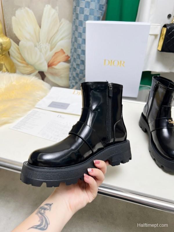 Dior 2025/SS New Autumn Winter British Style Brogue Thick Sole Martin Boots - LY00330