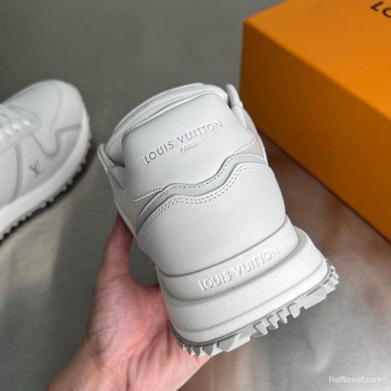 Lv Leather Round Toe Lace-Up Flat Low Top Casual Lifestyle Shoes - YC