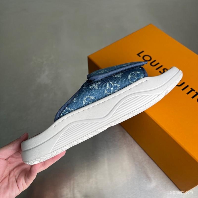 Louis Vuitton Miami Mule Slip-On Sandals with Hook-and-Loop Fastener - YC