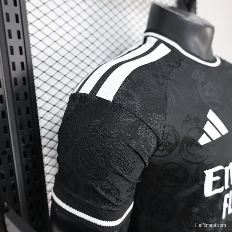 25/26 Player Version Real Madrid Black with Subtle Crest Pattern Jersey