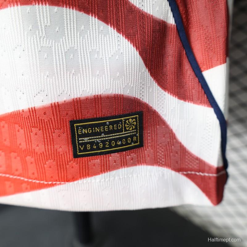 Player Version 2026 USA Home Red & White Stripe  Jersey