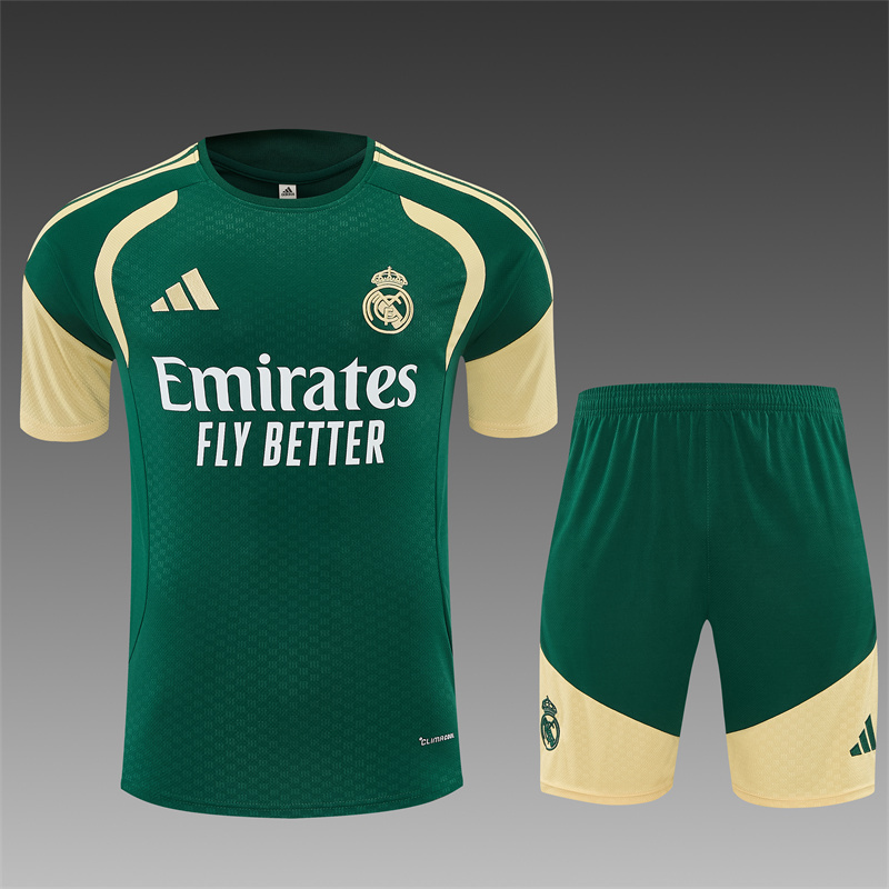 2026 Real Madrid Green & Cream  Short Sleeve+Soccer Shorts