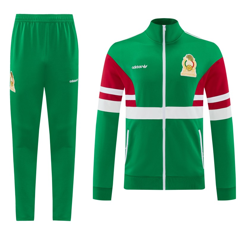 2026/27 Mexico  Green & Red Retro Full Zipper Jacket Tracksuit + Long Pants (Adidas Originals)