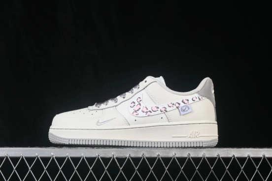 Nike Air Force 1 '07 Low Milk Grey Leopard Hand-Painted Casual Sneakers - FB1839-323