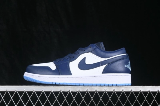 Nike Air Jordan 1 Low Retro Basketball Lifestyle Shoes with Classic White and Blue Colorway - 553558-404
