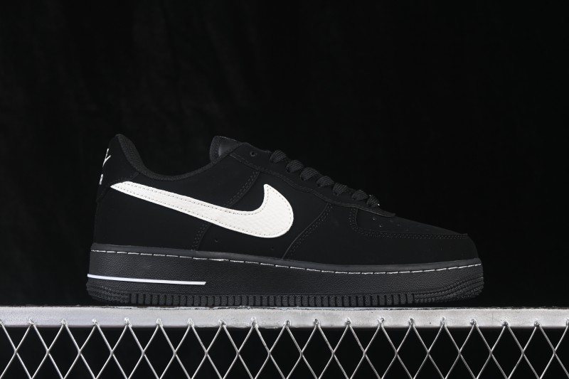 Nike Air Force 1 '07 Low Black Suede Warrior Casual Sneakers with Full-Length Air Cushion - NH0601-547