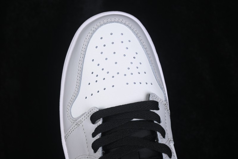 Nike Air Jordan 1 Low Retro Basketball Shoes with Classic White Grey Black Colorway - 553558-045