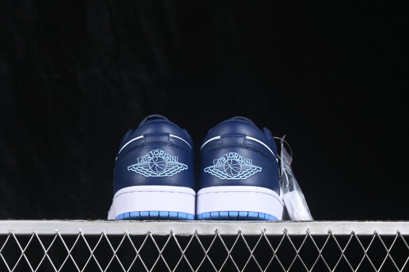 Nike Air Jordan 1 Low Retro Basketball Lifestyle Shoes with Classic White and Blue Colorway - 553558-404