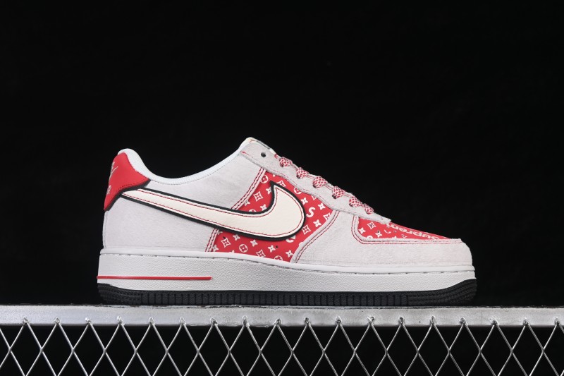 Nike Air Force 1 '07 Low Red and White Patchwork Casual Sneakers - JP2026-131