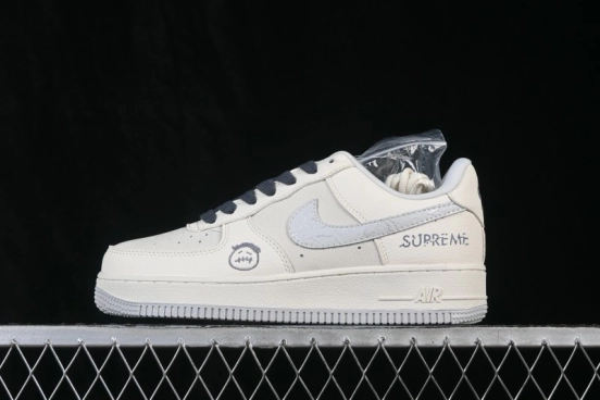 Nike Air Force 1 '07 Low Canvas White Grey Casual Skateboarding Shoes with Full-Length Air Cushion - DW8806-009