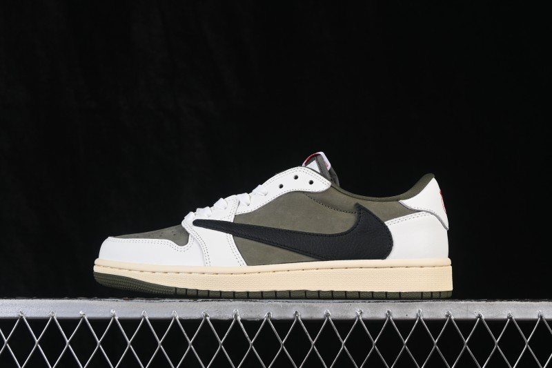 Nike Air Jordan 1 Low OG Travis Scott Reverse Swoosh Premium Leather Sneakers - DM7866-200