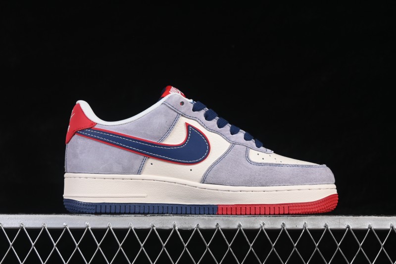 Nike Air Force 1 '07 Low Basketball Sneakers with Red and Blue Color Contrast - HT5088-625