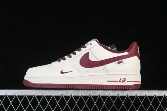 Nike Air Force 1 '07 Low Basketball Shoes with Tree Bark Wine Color Design - SM6668-126