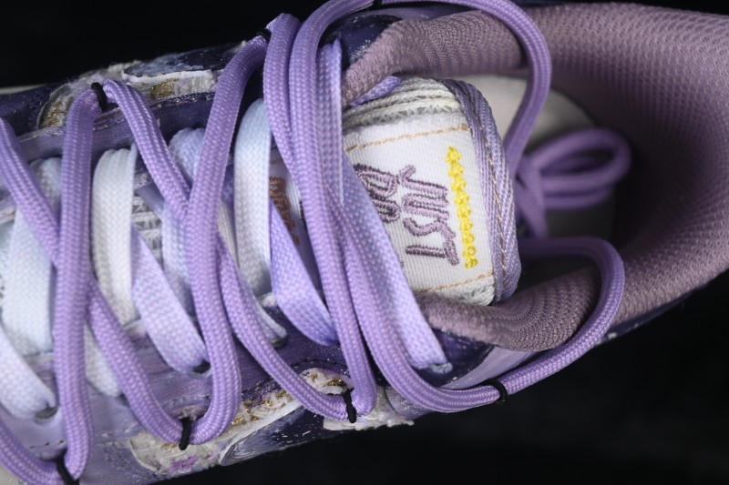 Nike Air Force 1 '07 Low Hand-Painted Graffiti Sneakers with Misty Purple Gradient and Retro Street Art Design - FJ7740-190