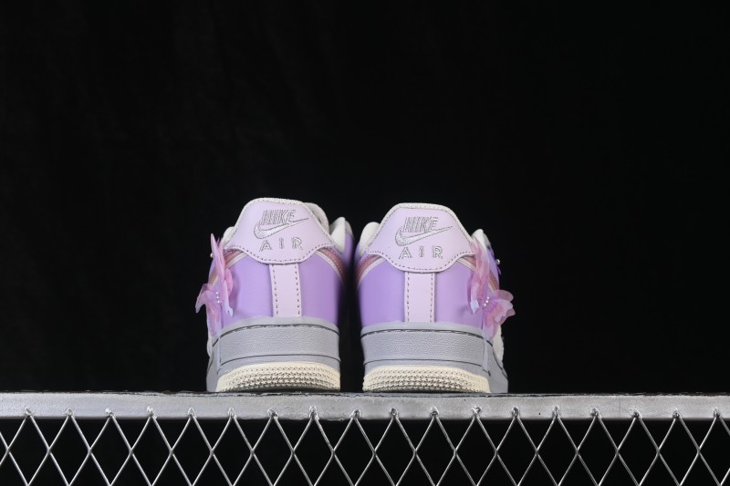Nike Air Force 1 '07 Low Hand-Painted Graffiti Pastel Pink and Purple Butterfly Theme Casual Sneakers - CJ0304-160