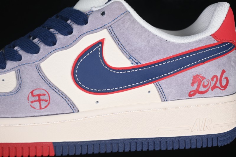 Nike Air Force 1 '07 Low Basketball Sneakers with Red and Blue Color Contrast - HT5088-625