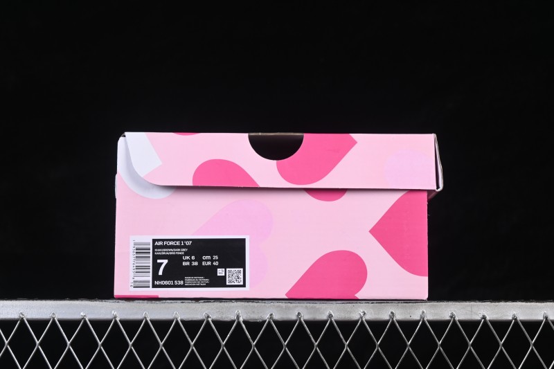 Nike Air Force 1 '07 Low Valentine's Day Limited Edition Brown Red Heart Print Low-Top Casual Skateboard Shoes - NH0601-538