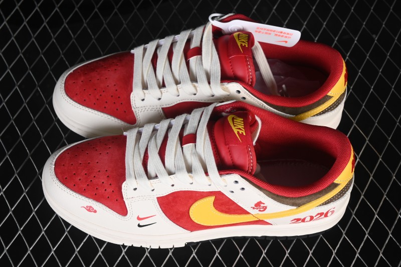 Nike SB Dunk Low Premium Custom Red and Gold Skateboarding Shoes - MZ9588-860