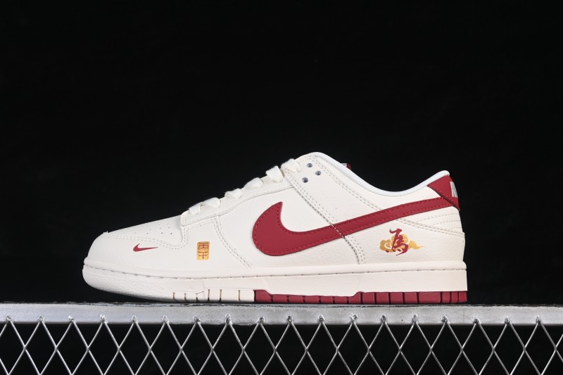 Nike SB Dunk Low Premium Custom Skateboarding Shoes in White Wine Red - MZ9588-858