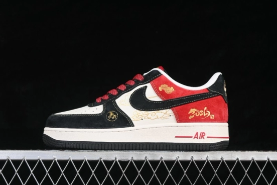 Nike Air Force 1 '07 Low Red Black Gold Three-Color Casual Low-Top Sneakers - QW5288-117