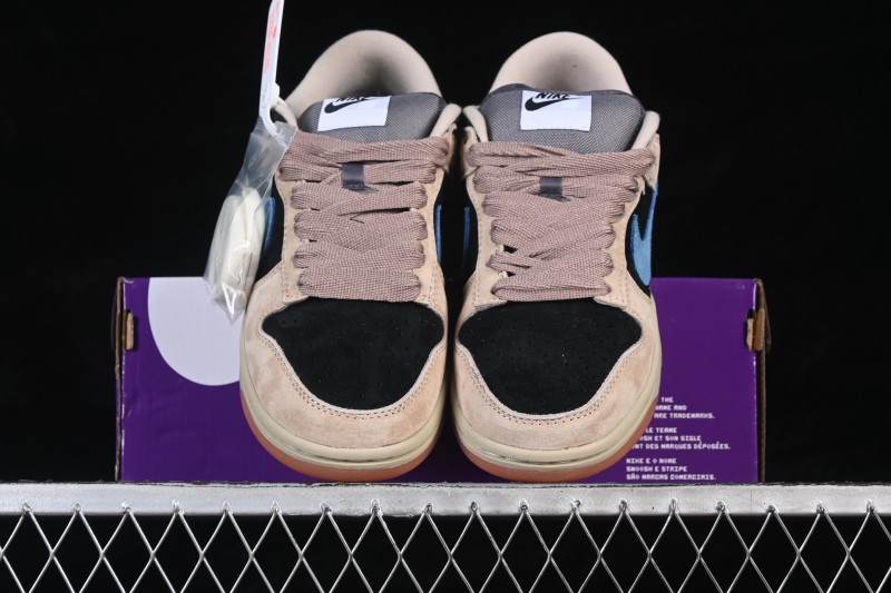 Nike SB Dunk Low Khaki Black Blue Swoosh Low-Top Skateboarding Shoes - HJ0367-200