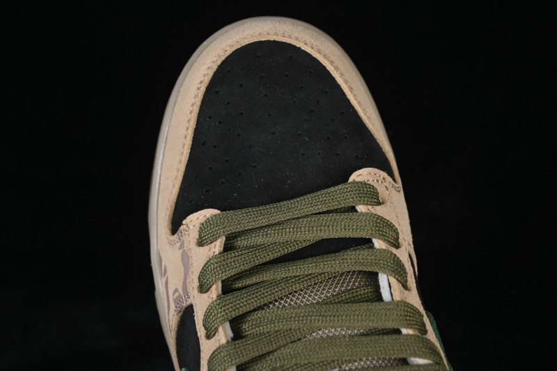 Nike SB Dunk Low Khaki Black Green Swoosh Skateboarding Shoes - HJ0367-200