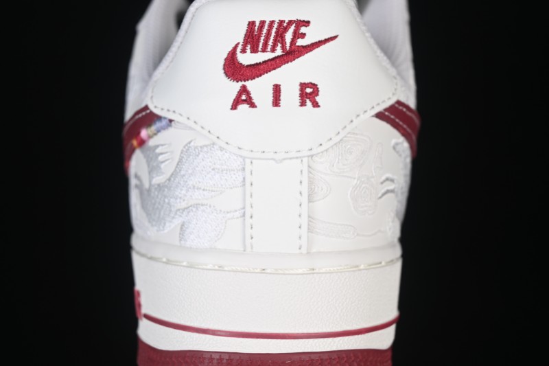 Nike Air Force 1 '07 Low Year of the Horse Limited Edition White Red Retro Basketball Sneakers with Air Cushioning - DD1982-348