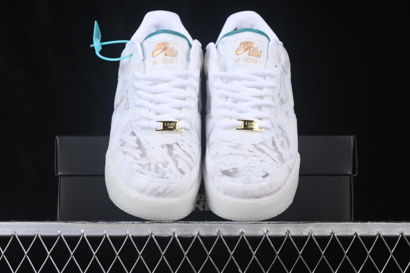 Nike Air Force 1 Low Beijing LeBron James Limited Edition Casual Sneakers with Jade Camouflage Print - IQ5373-100