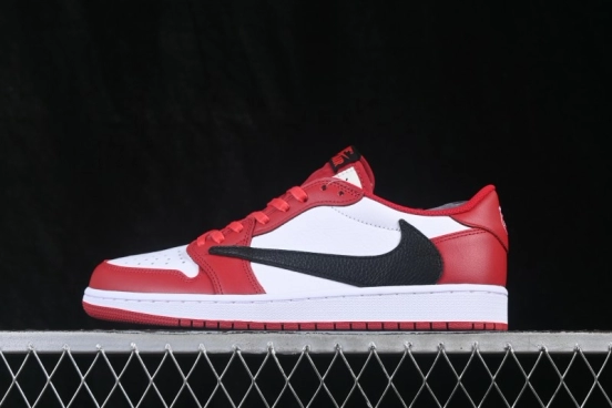 Nike Travis Scott x Air Jordan 1 Low OG Retro Basketball Sneakers with Reverse Swoosh Design - DM7866-101