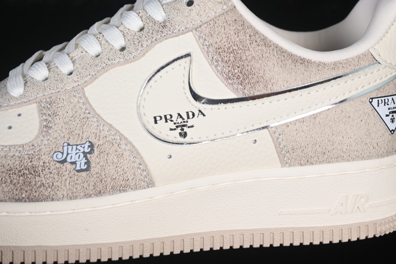 Nike Air Force 1 '07 Low Collaboration Basketball Shoes with Cream Grey Tone and Full-Length Air Cushion - XL1979-129