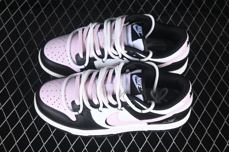 Nike SB Dunk Low Black Pink Strap Low-Top Skateboarding Shoes - CW1590-100