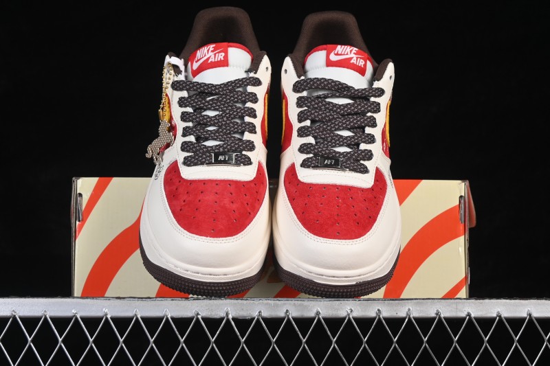 Nike Air Force 1 '07 Low Casual Sneakers with Red White Yellow Color Blocking - JP2026-155