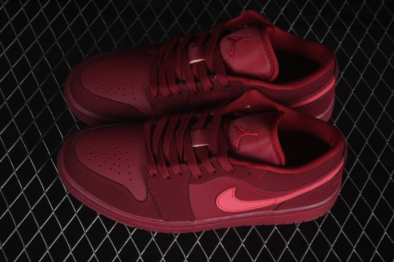 Nike Air Jordan 1 Low Retro Basketball Shoes with Gum Sole in Burgundy - IB7012-600