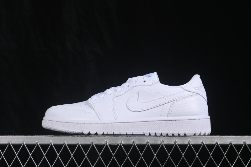 Nike Air Jordan 1 Low Retro Basketball Shoes in All-White Leather - DD9315-110