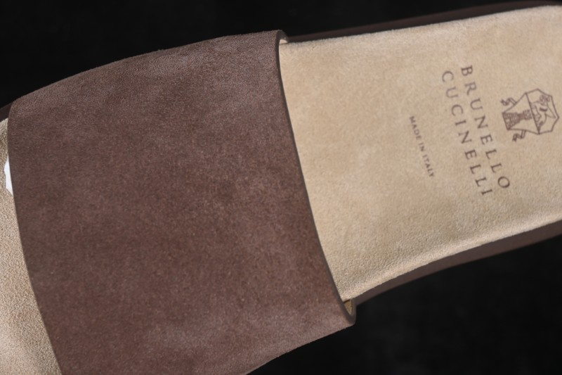 Brunello Cucinelli Suede Flat Slip-On Open-Toe Slide Sandal MZUSOLY236CAY70 BROWN