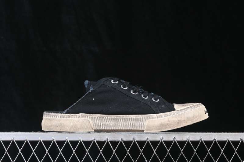 Balenciaga Paris Low Top Lace-Up Mule Worn-Effect Sneakers - W3RC49092