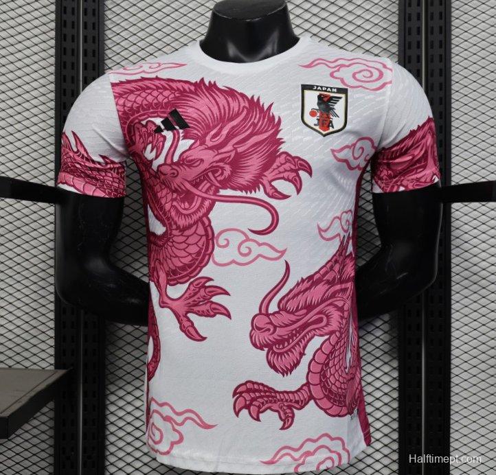 Player Version 2025 Japan National Team White with Pink Dragon Design Jersey