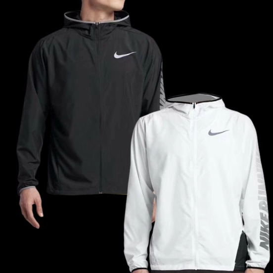 2025 Nike White/Black Full Zipper Hoodie Windbreaker