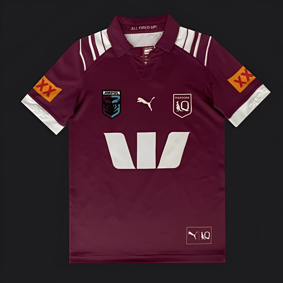 2025 Kids Queensland Maroons Maroon with White Stripes Jersey