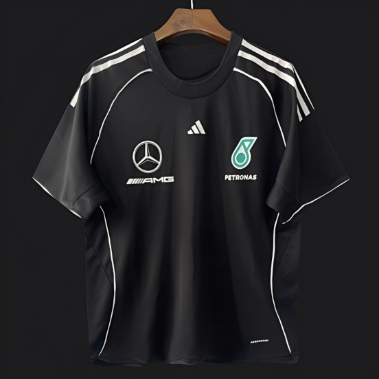 25/26  F1  Mercedes-AMG Petronas Black with White Stripes Training Jersey