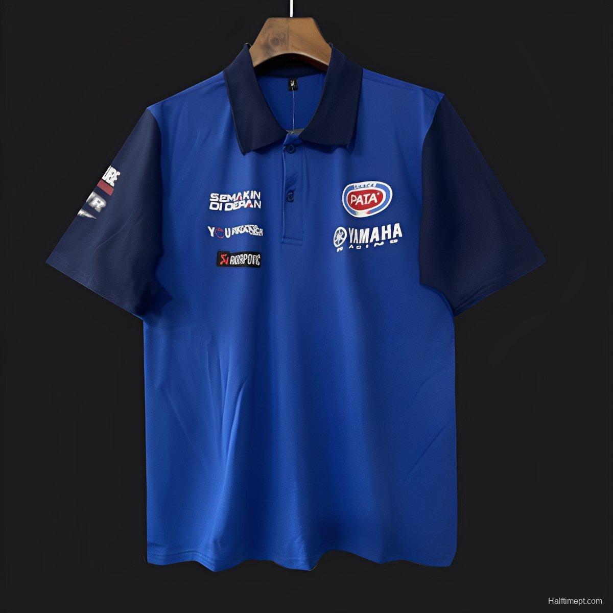 2025 F1 Yamaha Racing Team Blue and Navy Polo Jersey with Multiple Sponsors