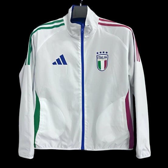 2026 Italy White Full Zipper Windbreaker