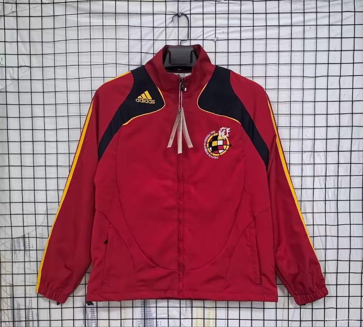 2026 Spain Vintage Adidas Red Full Zipper Windbreaker