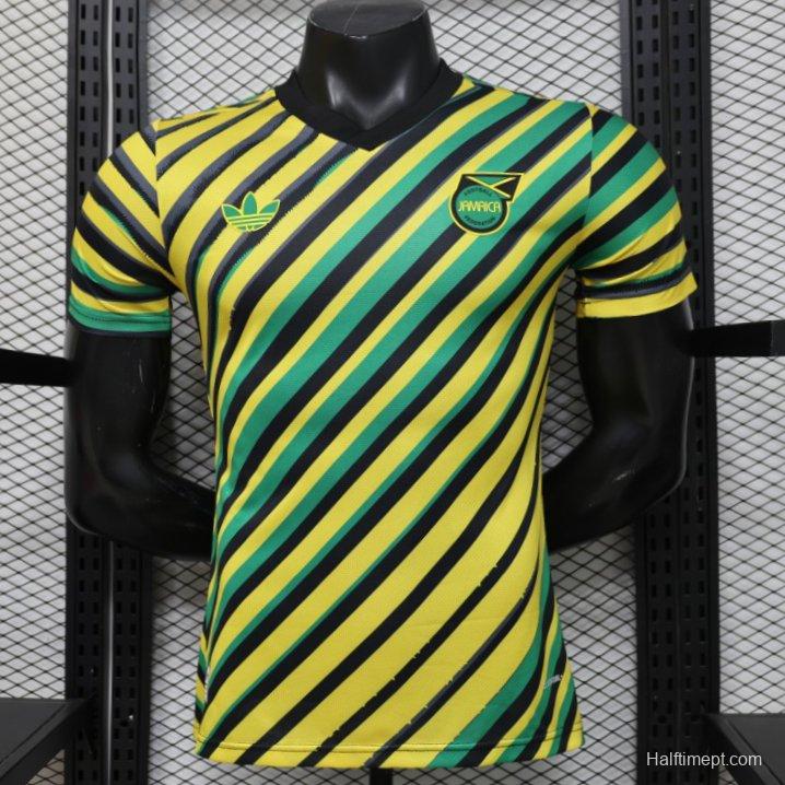Player Version 2026 Jamaica x Adidas Originals Home Yellow Diagonal Stripe Jersey