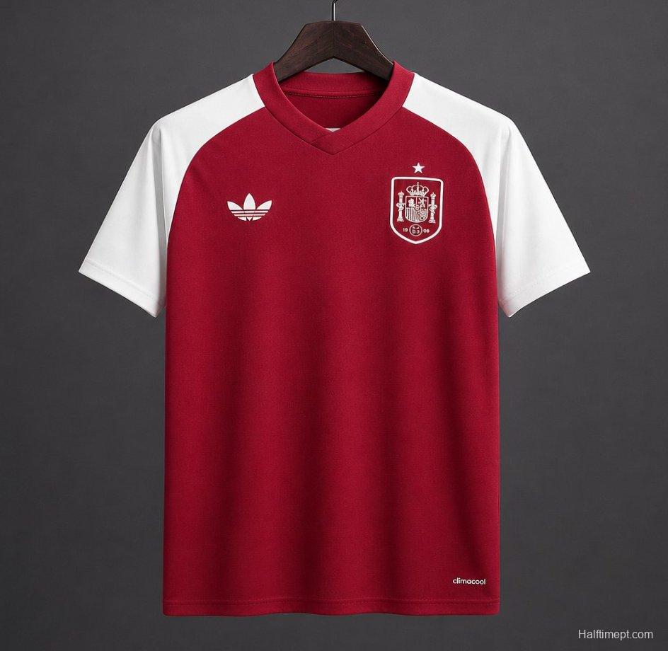 2026 Spain Pre-Match Away Red&White Jersey