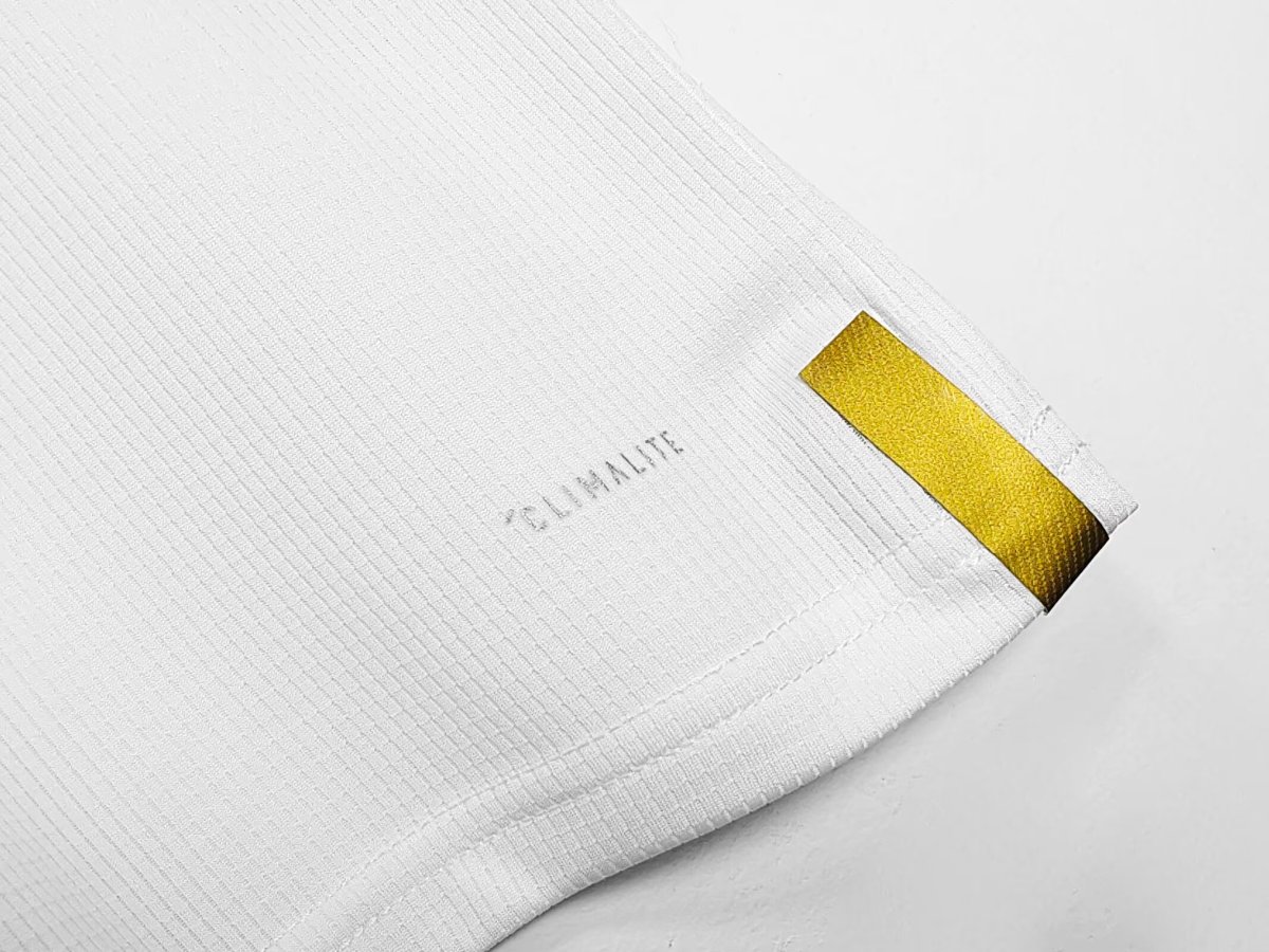 Retro 19/20 Real Madrid White with Gold Stripes Home Long Sleeve Jersey